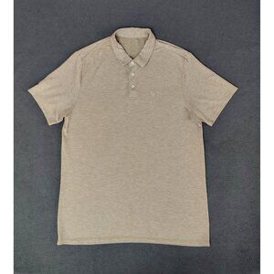Vuori Mens Knit Twill Beige Sz (L) Polo Shirt Athleisure Preppy Golf Relaxed Fit